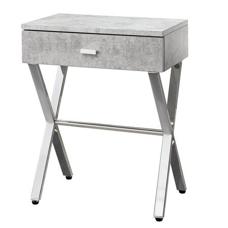 Homeroots 22" Silver And Gray Wood And Metal End Table With Drawer 333132