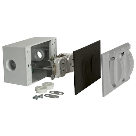 Bell Outdoor Weatherproof Cover, 1 Gang, Aluminum, Duplex Receptacle Cover Type 5839-5WRTR