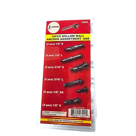 Tool City 18 PIECES HOLLOW WALL ANCHOR ASSORTMENT -SAE 13022