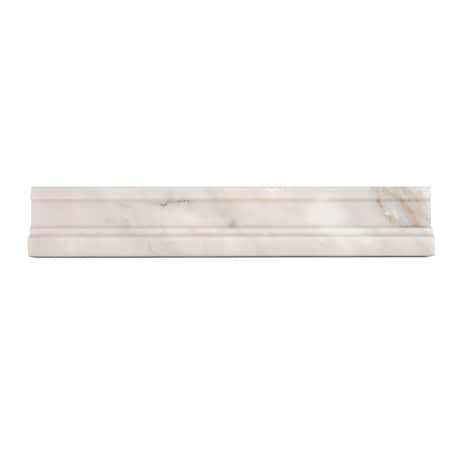 Apollo Tile White 2x12 Calacatta Gold Marble Polished Chair Rail Tile Trim 1.67 sqft/case, 10PK APLMCT885PA