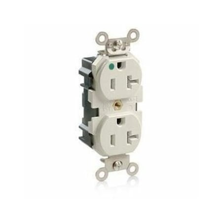 Leviton Lev-Lok Hospital Grade Tamper Resistant Duplex Receptacle, 20 Amp, 125 Volt M8300-SGT