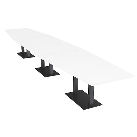 Skutchi Designs Hexagon Conference Table With Power Unit, 48 in W, 216 in L, White HAR-HEX.IR-48X216-DOU.BK-W960-NA