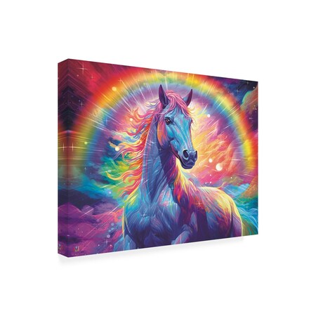 Trademark Fine Art Outdoor Canvas Art - Michael David Ward 'Spirit of Equus with Rainbow' Wall Art for Patios, Gardens GRL01013-OC2432WR