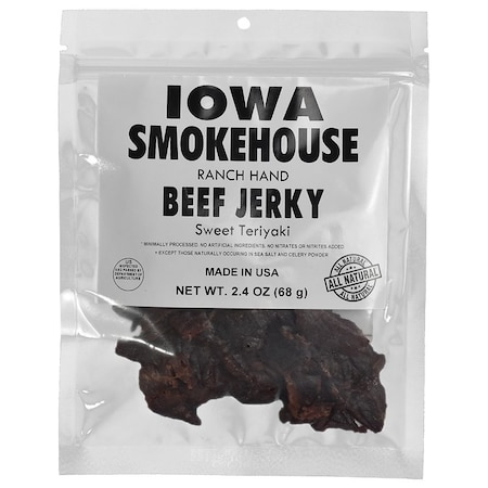 Iowa Smokehouse -m Snacks, Beef Jerky Sweet Teriyaki, 2.4 oz, Bag IS-RH2JT