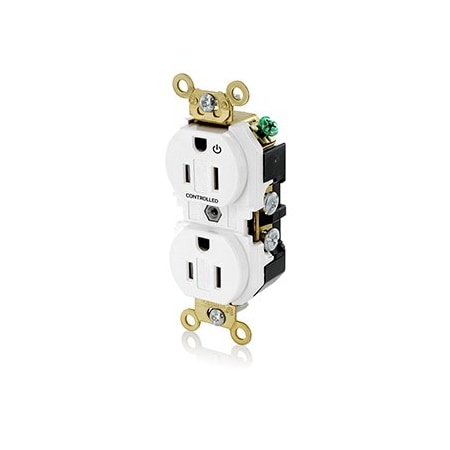 Leviton Extra Heavy Duty Controlled Duplex Receptacle 15 Amp, 125 Volt 5262-1PW