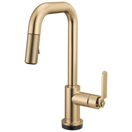 Brizo Litze Smarttouch Pull-Down Prep Faucet with Square Spout, Industrial Handle Luxe Gold 64954LF-GL