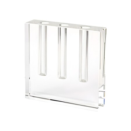 Homeroots 7" Clear Crystal Clear Square Table Vase 386770