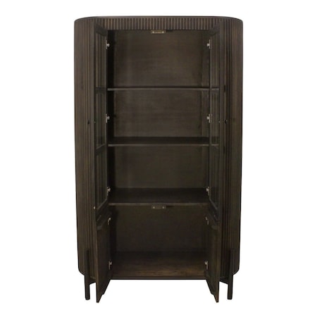 Homeroots 48in Espresso and Black Solid Wood and Iron Accent Cabinet With Four Doors 619968