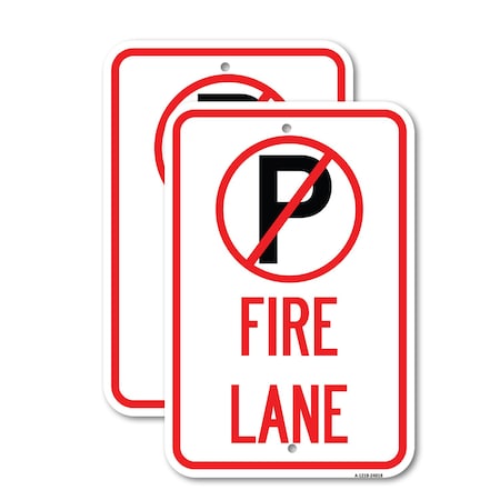 Signmission Fire Lane No Parking Symbol, 18'' X 24'' 2 Signs, Heavy Gauge Aluminum, 2PK A-1824-2PACK-24018