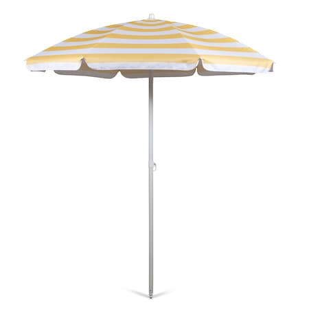Picnic Time Family Of Brands 5.5 Ft. Portable Beach Umbrella, Yellow Cabana Stripe 822-00-335-000-0