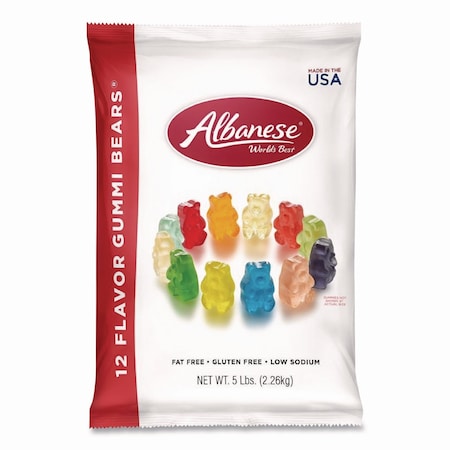 Albanese Worlds Best Gummi Bears, 12 Assorted Fruit Flavors, 5 lb Bag ACG51200
