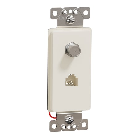 Square D Tv/Telephone Socket, F Connector/Rj11 SQR87CT1LA