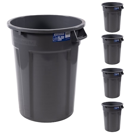 Magnum Tool 55 Gallon Trash Can, Construction Grade, Heavy Duty Plastic (5 Pack) CMTC-C000-55G05