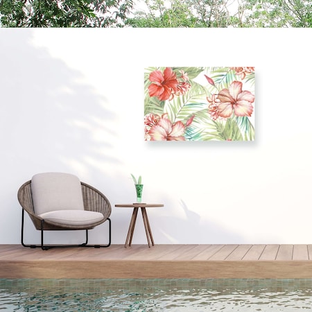 Trademark Fine Art Outdoor Canvas Art Marcus Jules 'Hibiscus Pattern' Wall Art for Patios, or Gardens GRL00819-OC2232WR