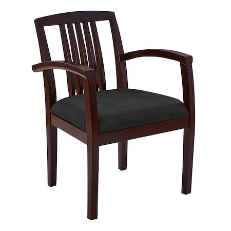 Office Star Products Kenwood Collection Wood Back Guest Chair, Black/Mahogany KEN77MAH-3
