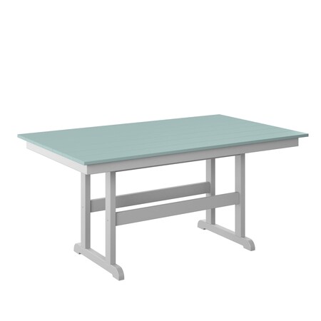 Polybird 38" X 64" TABLE "COUNTER HEIGHT".     SAGE AND WHITE POLYBIRD P19-C