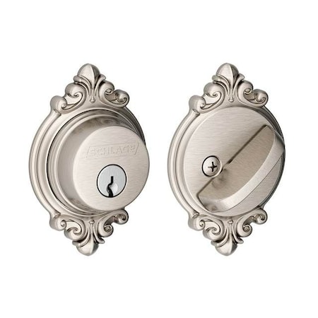 Schlage Residential Brookshire Single Cylinder Deadbolt C Keyway with 12287 Latch and 10116 Strike Satin Nickel Finish B60BRK619