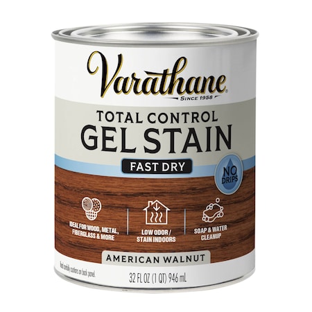 Varathane One Step Water-Based Gel Wood Stain, American Walnut, 1 Quart 396055