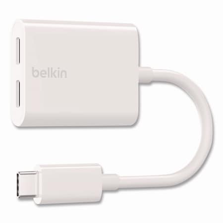 Belkin RockStar USB-C Audio + Charge Adapter, White F7U081BTWH