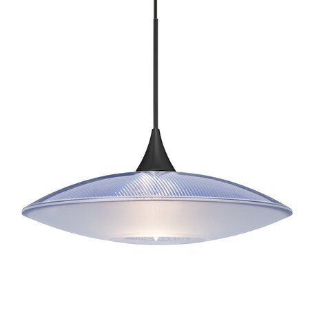 Besa Lighting Besa Spazio Pendant, Blue/Frost, Black Finish, 1x 35W MAX GY6.35 Base 1XT-6294BL-BK
