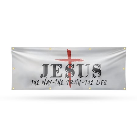 Signmission Jesus the way the truth the life, 36 Inch x 96 Inch, Vinyl Banner B-96-30712