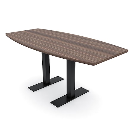 Skutchi Designs 6 Person Conference Table With Power Unit | 6' Boat Table | Harmony Series HAR-BOT-36X72-T.BK-H3041-NA