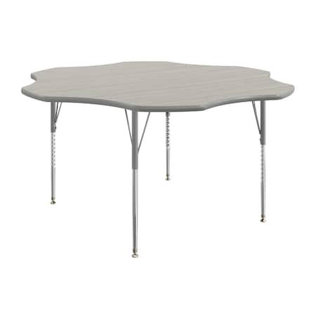 Flash Furniture Wren 60 in Flower Adjustable Height Activity Table, Thermal Laminate Top, Standard Legs, Light Gray XU-A60-FLR-LTGRY-T-A-GG