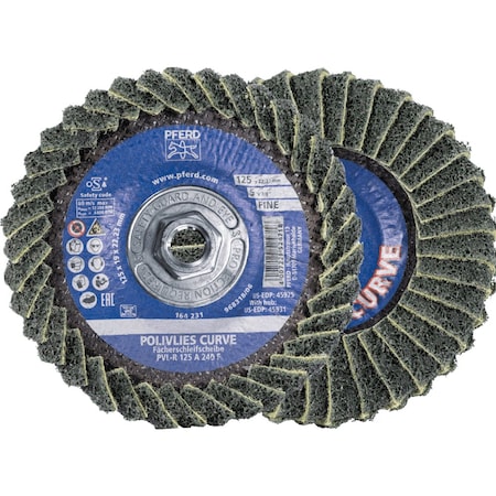 Pferd Tools Flap Disc, PVL-R, POLIVLIES CURVE, 5in x 5/8-11, Fine, Aluminum oxide 45931