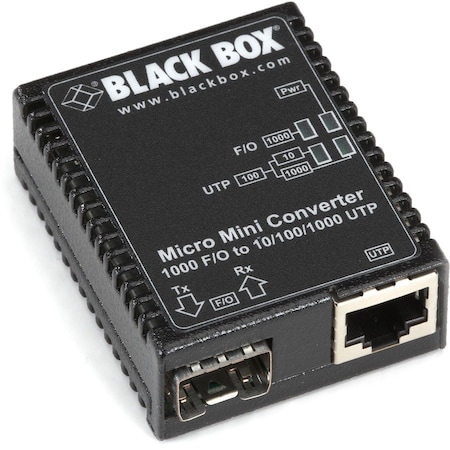 Black Box Black Box Media Converter, Ethernet to SFP Fiber, 10/100/1000 Mbps LMC4000A