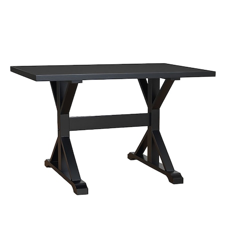 Homeroots 48" Black Solid Wood Trestle Writing Desk 516429