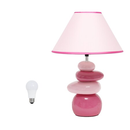 Homeroots 18" Dark Pink And Light Pink Ceramic Novelty Table Lamp LED, Dark Pink And Light Pink Empire Shade 642932