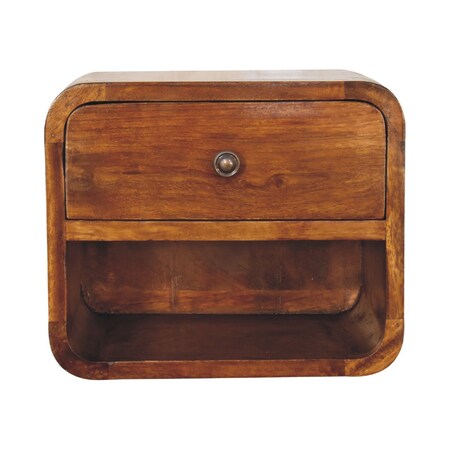 Homeroots 12" Brown Solid Wood Square One Drawer Floating Nightstand 651479