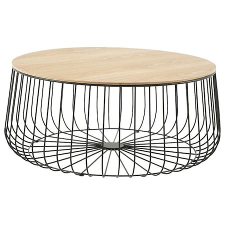 Leisuremod Runswick Modern Wood Top Coffee Table with Metal Base, Natural Wood RTBL-31NW