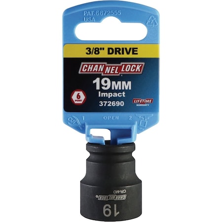 Channellock 3/8'' Drive 19 mm 6-Point Shallow Metric Impact Socket S1815800112022001