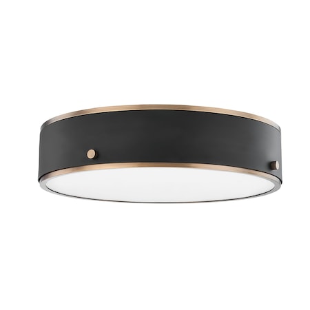 Troy Lighting Eli 1 Light Flush Mount 16 In. Patina Brass And Soft Off Black C8316-PBR/SFB