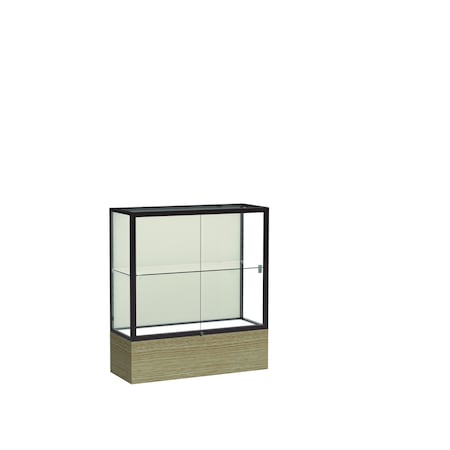 Ghent 40''H x 36''W x 14''D Reliant Driftwood Oak Display Case w/ Fabric Back & Dark Bronze Frame 2281PB-BZ-DK