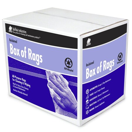 Buffalo Industries 8 Lbs Buffalo 10392 White Industrial T-Shirt Wipers Recycled Cloth Rags, Boxed 10519