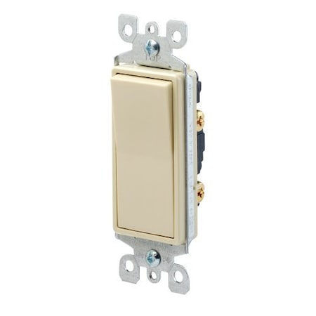 Leviton Decora Rocker Single-Pole AC Quiet Switch, 15 Amp, 120/277 Volt, Ivory 5601-2I