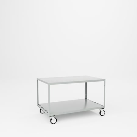 Pucel Mobile Table, Two Shelf, 48 in W x 30 in H x 30 in D, Gray MT-3048-2P