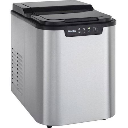Danby Products Danby Countertop Ice Maker, Portable, Makes 25 lb. Per Day, Black & Silver DIM2500SSDB