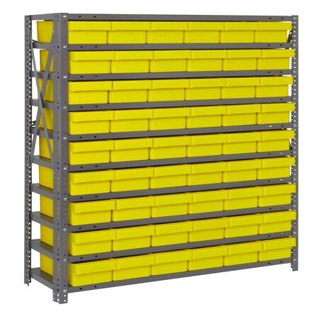 Quantum Storage Systems 10 SHELF OPEN UNIT W/54 YELLOW BINS 1239-401YL