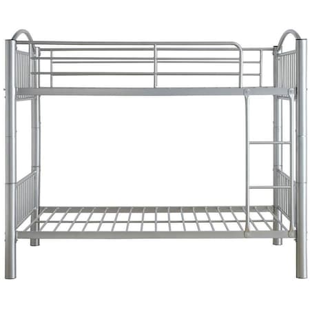 Homeroots 78" X 44" X 67" Twin Over Twin Silver Metal Bunk Bed 286164