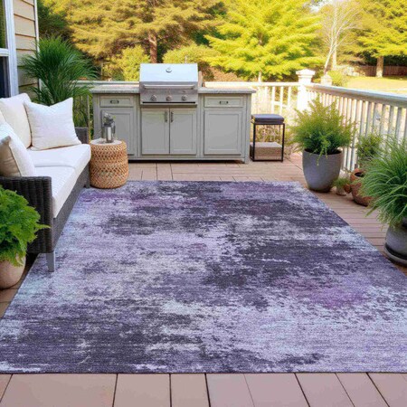 Homeroots 10' X 14' Purple And Ivory Abstract Washable Indoor Outdoor Area Rug 630650
