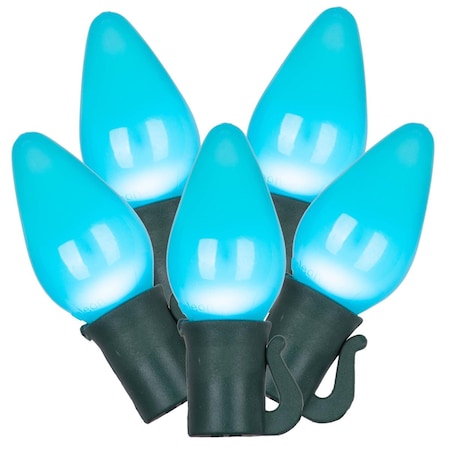 Vickerman 25Lt LED Bulb C7 Teal Ceramic Gw 8 in. Spacing 16 ft. LED Bulb X8GC769