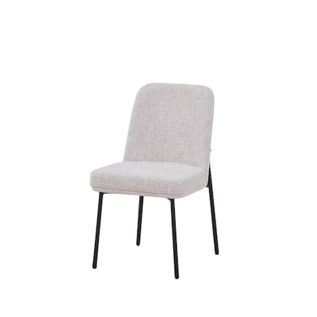 Homeroots Set of Two Cream and Black Fabric and Wood Dining Side Chairs, 2PK 716269