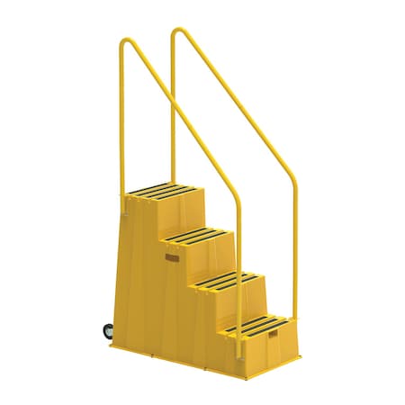Us Weight 4-Step Yellow Rolling Safety Step Stool with Handrails & Wheels SS400