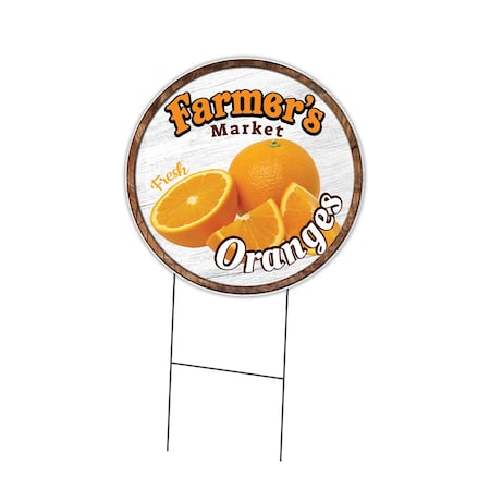 Signmission Farmers Market Oranges Double Sided Corrugated Plastic Circle Yard Sign, C-24-CIR-DS-WS- Oranges C-24-CIR-DS-WS- Oranges