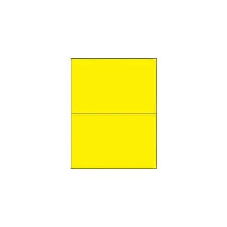 Bubblefast 8 1/2 x 5 1/2'' Fluorescent Yellow Rectangle Laser Labels-2 Labels per Sheet BFLL184YE