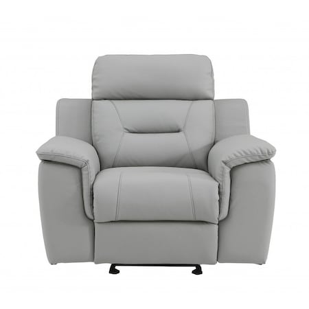 Homeroots 41" Grey Fascinating Leather Reclining Chair. 329544