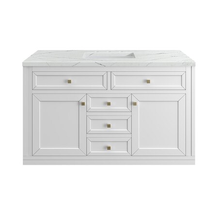 James Martin Vanities Chicago 48 in. Single Vanity, Glossy White, w/ 3 CM Ethereal Noctis Silestone Top 503-V48-GW-3ENC